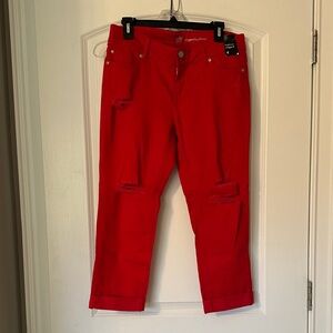 New York & Company Bright Red Ankle Jeans